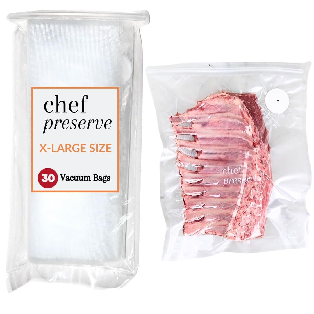 Chef Preserve Reusable Vacuum Sealer Bags for Food 30 BPAFree XL Large 12 x 20 in Food Storage Bags Freezer Microwave OdorResistant LeakProof Compatible with Chef Preserve Vacuum Sealers