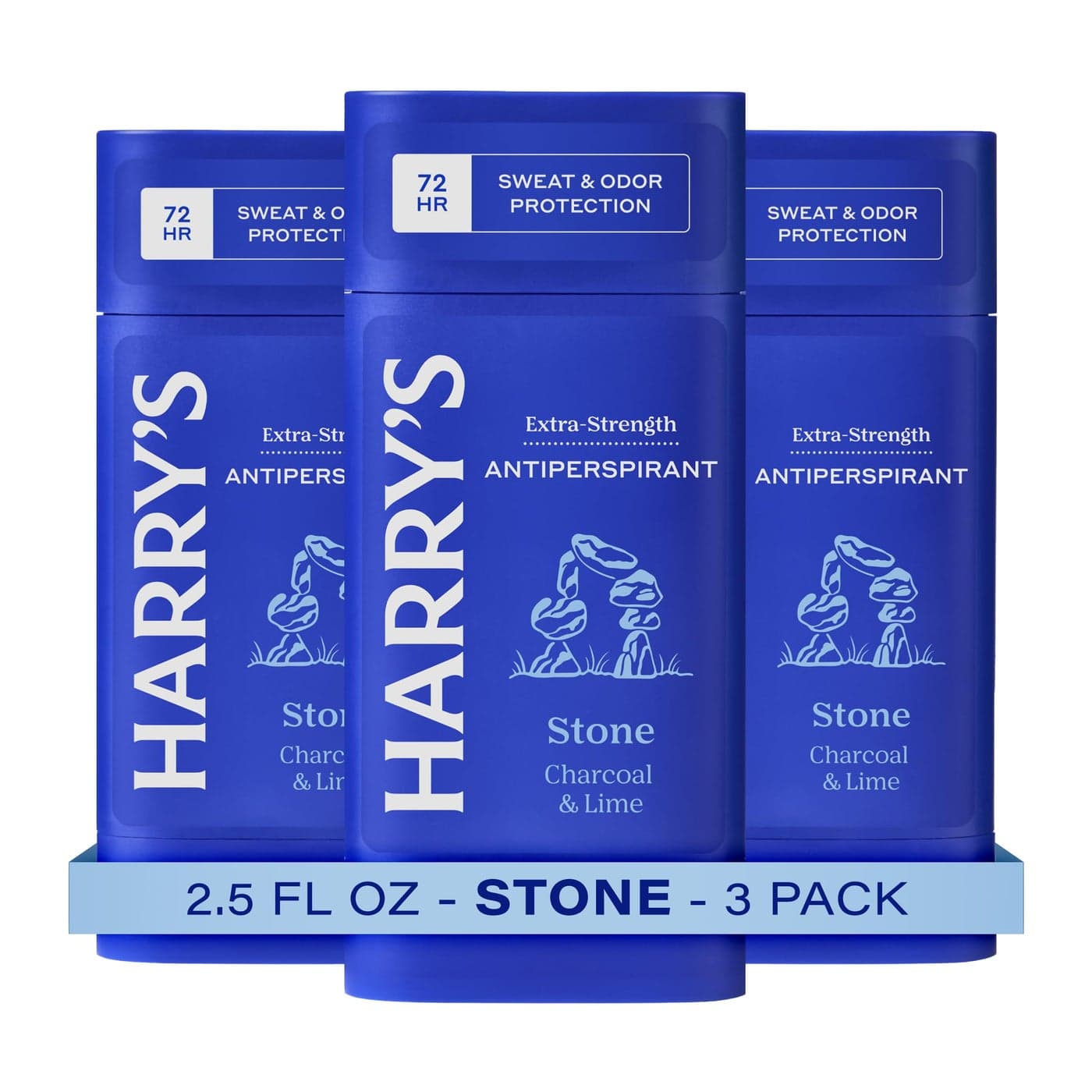 Harrys ExtraStrength Antiperspirant Deodorant Sweat Odor Control Antiperspirant for Men Stone 25 oz Pack of 3