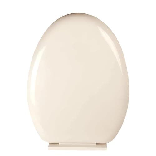 ELEGANT CASA Polypropylene Soft Closing Western Toilet Seat Cover For Bathroom| Seat for Commode With Stable Hinges- Elongated Shape Design Colour Glossy Off White-Ivory-1 Set