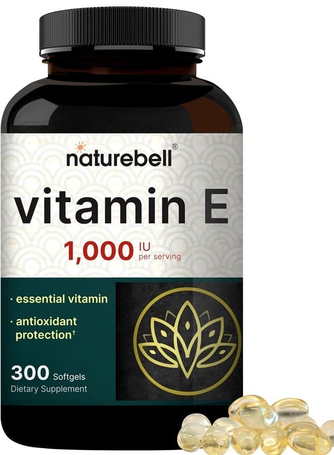 Vitamin E Oil Softgels, 1,000 IU Per Serving, 300 Pills | Essential Antioxidant Supplements, Easily Absorbed Form – Supports Skin, Heart, & Immune Health – Non-GMO