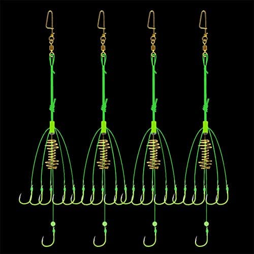 Dyxssm Carp Fishing Feeders Bait Fishing Hooks with Fishing Spring Carp Feeder (Pack of 4) (Green, 4#)