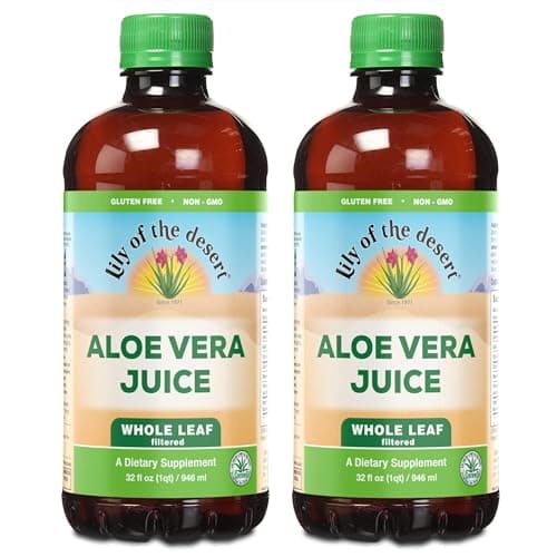 Lily of the Desert Aloe Vera Juice Whole Leaf Filtered Aloe Vera Drink NonGMO Aloe Juice with Natural Digestive Enzymes for Gut Health Stomach Relief Wellness Glowing Skin 32 Fl Oz Pack of 2