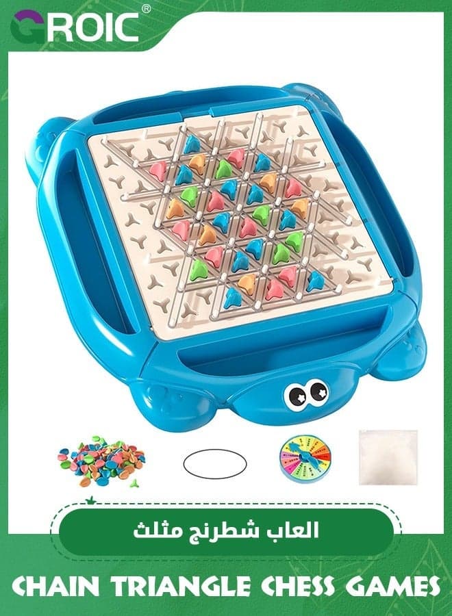 Chain Triangle Chess Game for Kids, Triggle Rubber Band Game, Interactive Peg Board Kids Educational Brain Teaser Strategy Puzzle Toy with Penalty Plate Family Party
