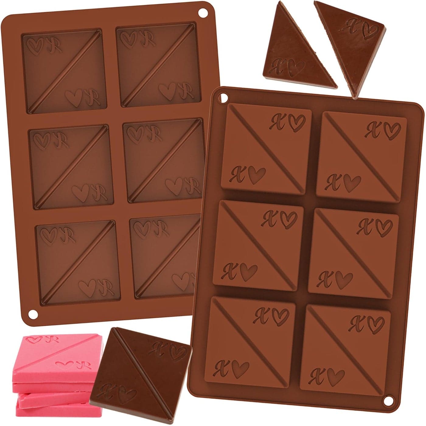 Webake Square BreakApart Chocolate Mold 2 Pack Silicone Conversation Chocolate Molds Romantic Couples Chocolate Mold