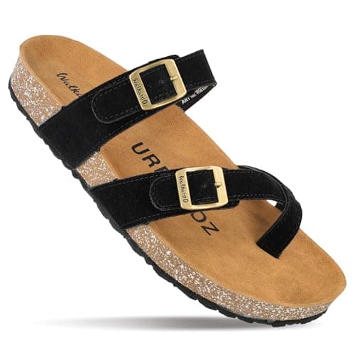 WALKAROO PLUS Men's Stylish Fashion Sandals with Soft Sole, Dual Buckle Straps, Lightweight for Casual Wear - WGE53241 - Black