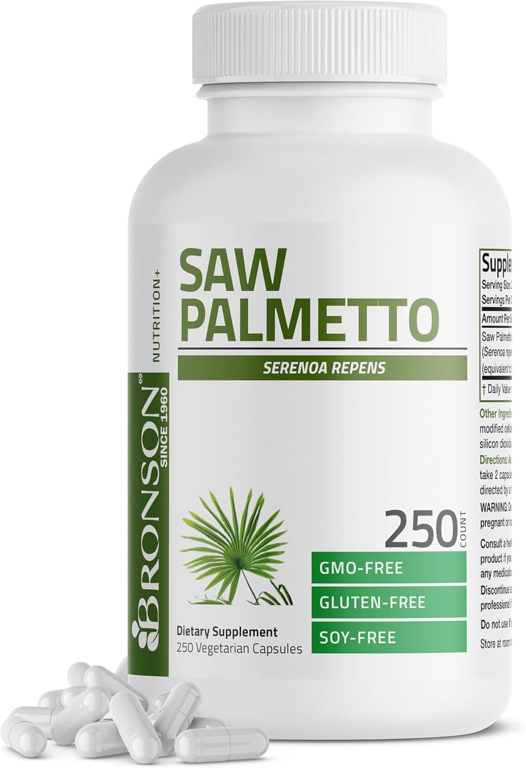 Bronson Saw Palmetto Extra Strength Supports Healthy Prostate Function Urinary Health Support Non GMO 250 Vegetarian Capsules