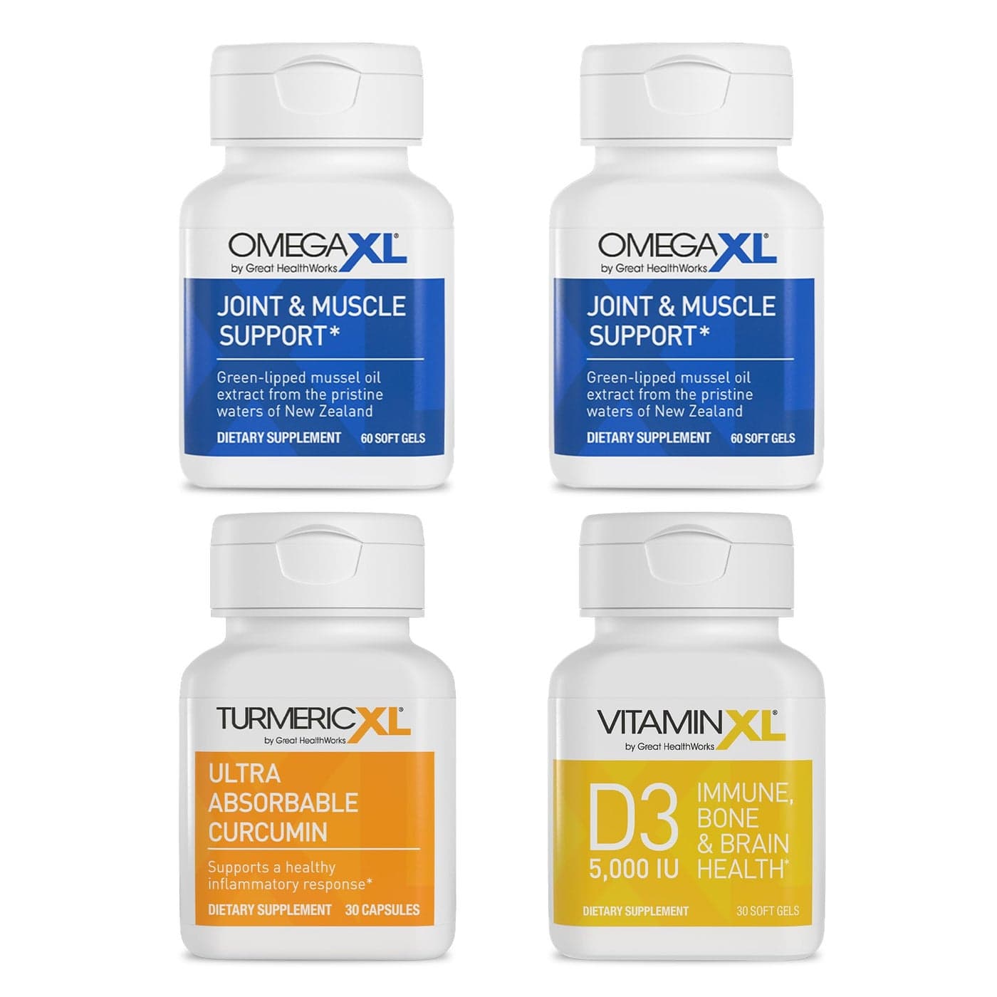 4 Pack Immune Supporting Bundle 2 OmegaXL 60 Count TurmericXL VitaminXL D3 to Support Optimal Immune Health