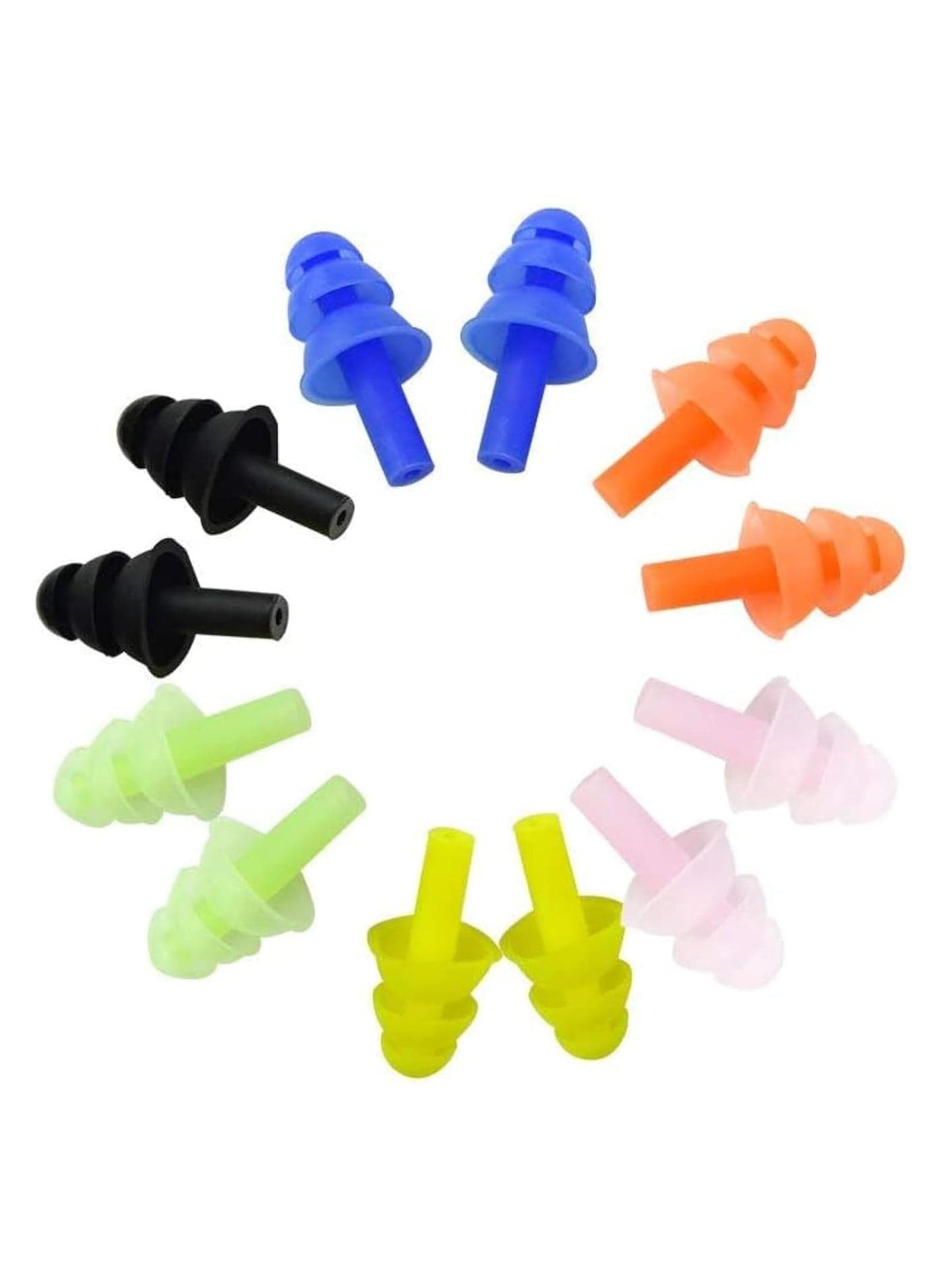6 Pairs Silicone Swimming Earplugs, Ear Plugs, Comfortable and Durable, Noise Cancelling, for Swimming and Sleeping, 6 Colors