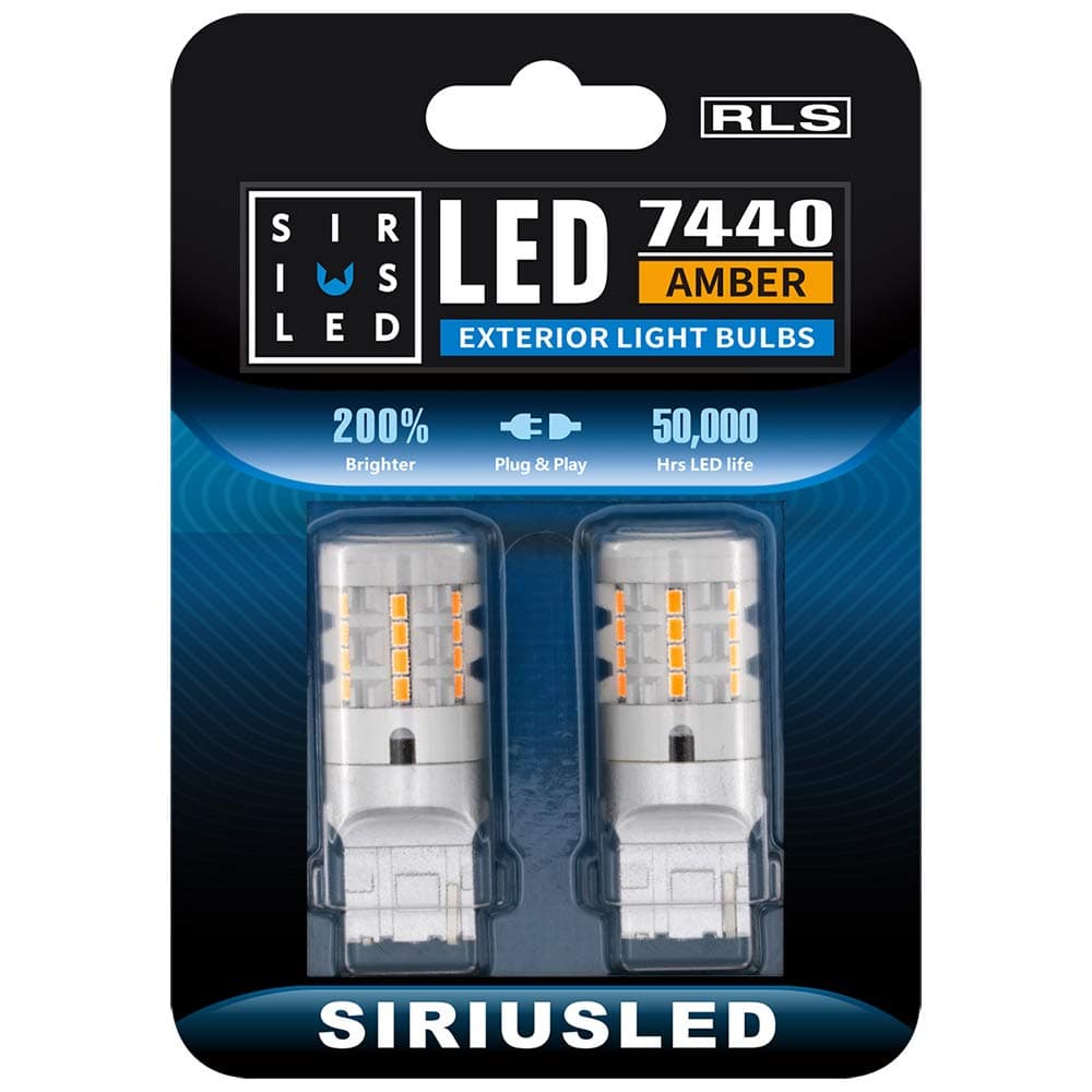 SIR IUS LED RLS 7440 7440A Built in Resistor Anti Hyper flashing LED Bulb Turn Signal Light Amber Orange Color Full Aluminum Body Single Filament Error Free Pack of 2