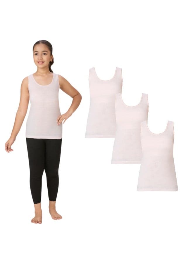 GIRLS COTTON VEST (PACK OF 3) - PINK