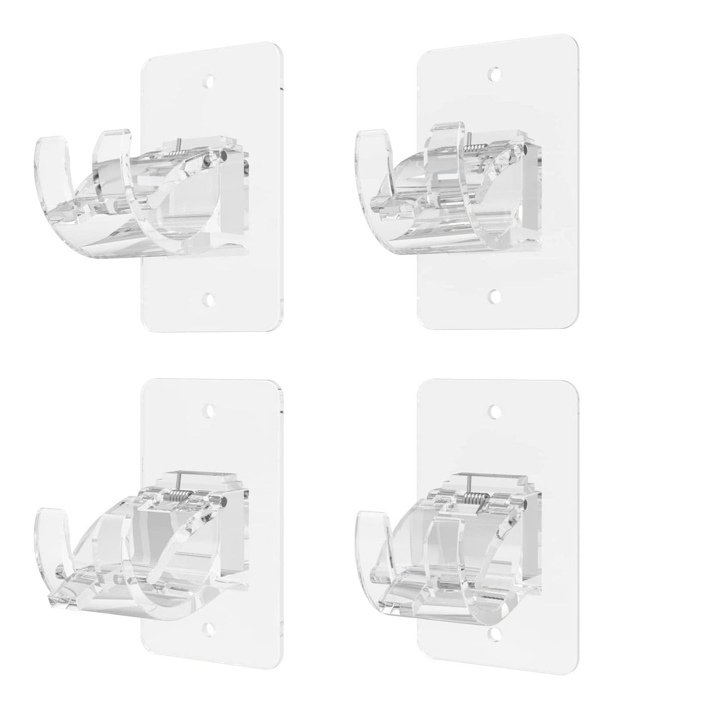 4 Pieces Self Adhesive Curtain Rod Bracket Universal Plastic Curtain Rod Holders No Drill Curtain Rod Brackets Curtain Rod Hooks for Bathroom Bedroom Livingroom Kitchen Transparent