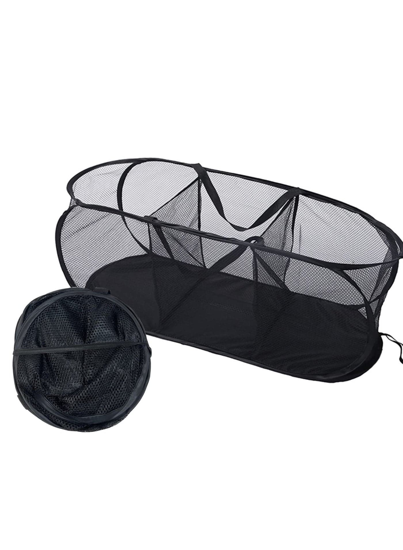 SYOSI Collapsible Laundry Basket, Mesh Hamper Basket 3 Compartment Sorter with Durable Handles Bottom High Carbon Steel for Room, Bathroom, Kids College Dorm