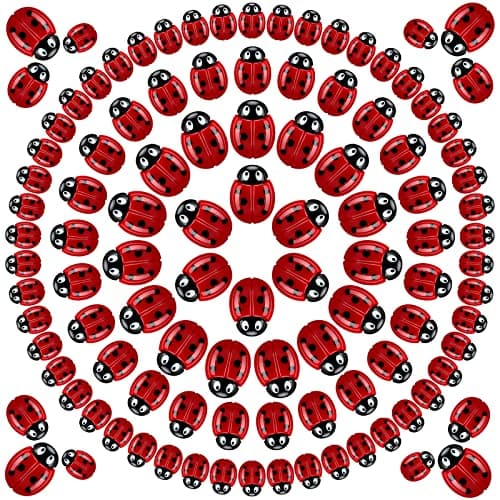 100 Pieces Tiny Resin Ladybugs Decor 055098 3 Sizes Mini Ladybugs Ornaments Miniature Figurines Craft for DIY Fairy Garden Dollhouse Micro Landscaping Wreath Cake Home Decoration Party