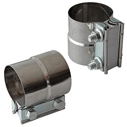 Exhaust Clamps Band Clamp 2.5" Lap Joint - Stainless Steel Lap Joint Exhaust Band Clamp with 1 Block 2Pcs for 2.5" Od to 2.5" Id Exhaust Pipe, Muffler, Elbow and Exhaust Tubing Connection(2 Pack)