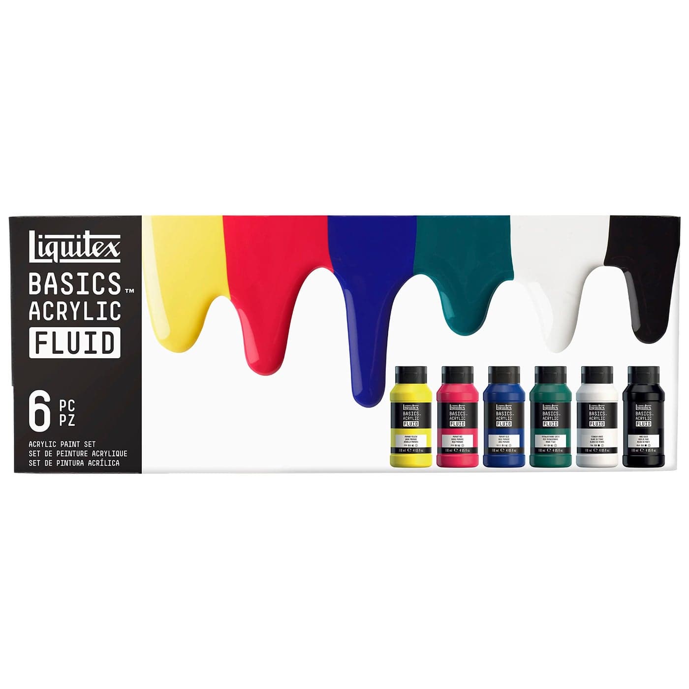 Liquitex BASICS Acrylic Fluid Paint 6 x 118ml 4oz Bottle Set