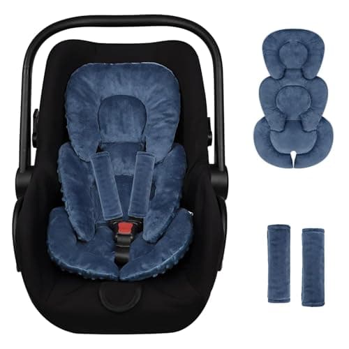 Infant Car Seat Insert Head and Body Support GFU Reversible Newborn Insert for Carseat with Strap Pads Soft Stroller Cushion Pillow Insert for Boys and Girls Fits for Stroller Swing Blue