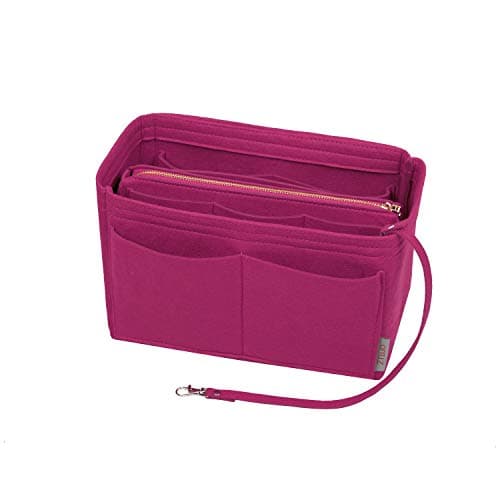 ZTUJO Purse Organizer Insert Felt Bag Organizer with Metal Zipper Handbag Tote Shaper For Speedy Neverfull Tote 7 SizesSlender Medium Rosy