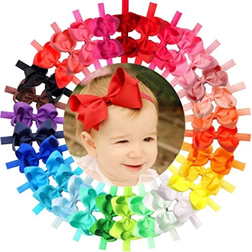 JOYOYO Baby Headbands 30 PCS Soft Slim Head Bands Big 4.5" Hair Bows Nylon Headbands for Baby Girls Infants Toddlers Hair Accessories