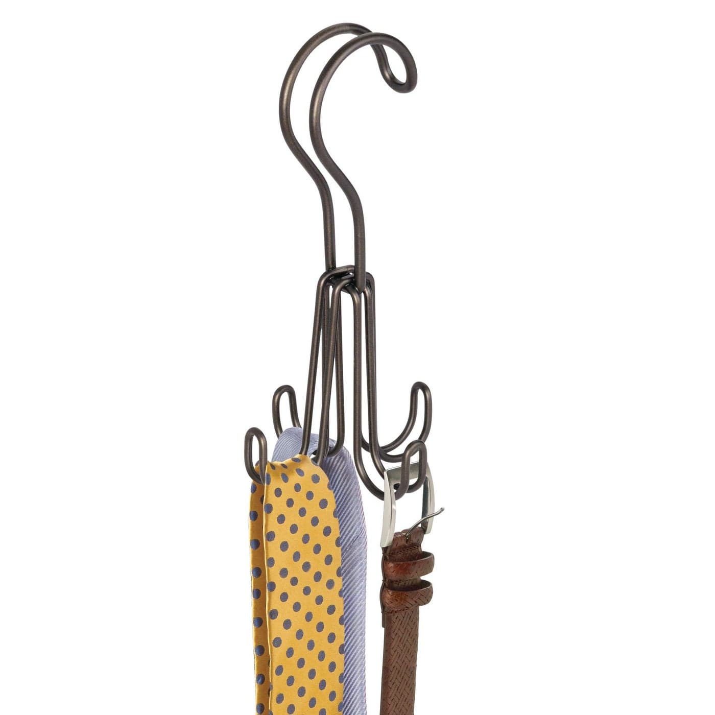 iDesign Classico Metal Over the Rod Hooks Closet Accessory Organizer for Ties Belts Scarves Handbags Jewelry 28 x 28 x 65 Bronze