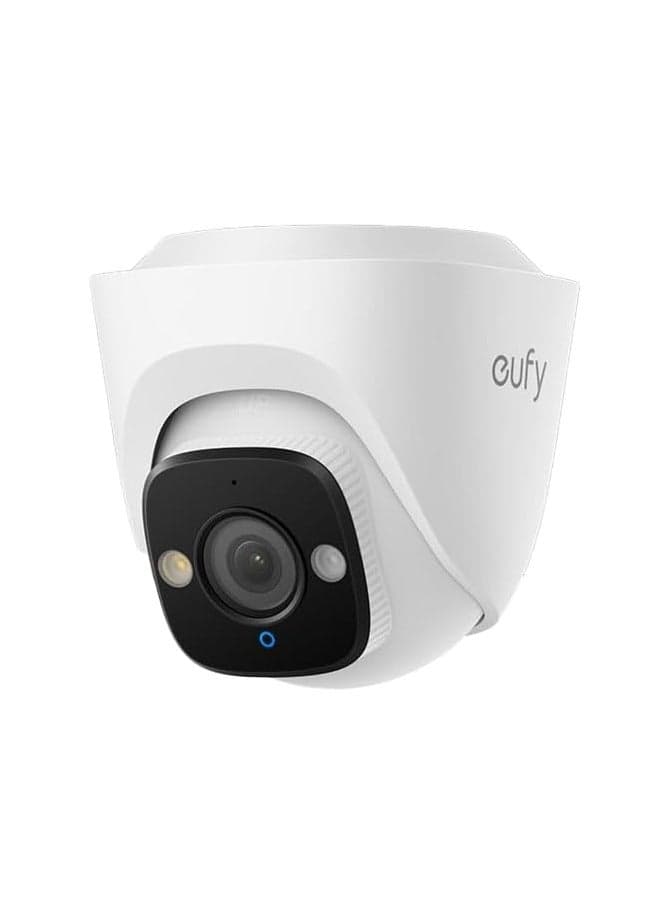 eufy Security PoE Turret CCTV Camera E41 Add-On, Wired Outdoor Surveillance, 4K UHD, 122° FOV, F1.6 Colour Night Vision, 24/7 Recording, Person/Vehicle/Pet AI Detection, Red & Blue Lights, IP67