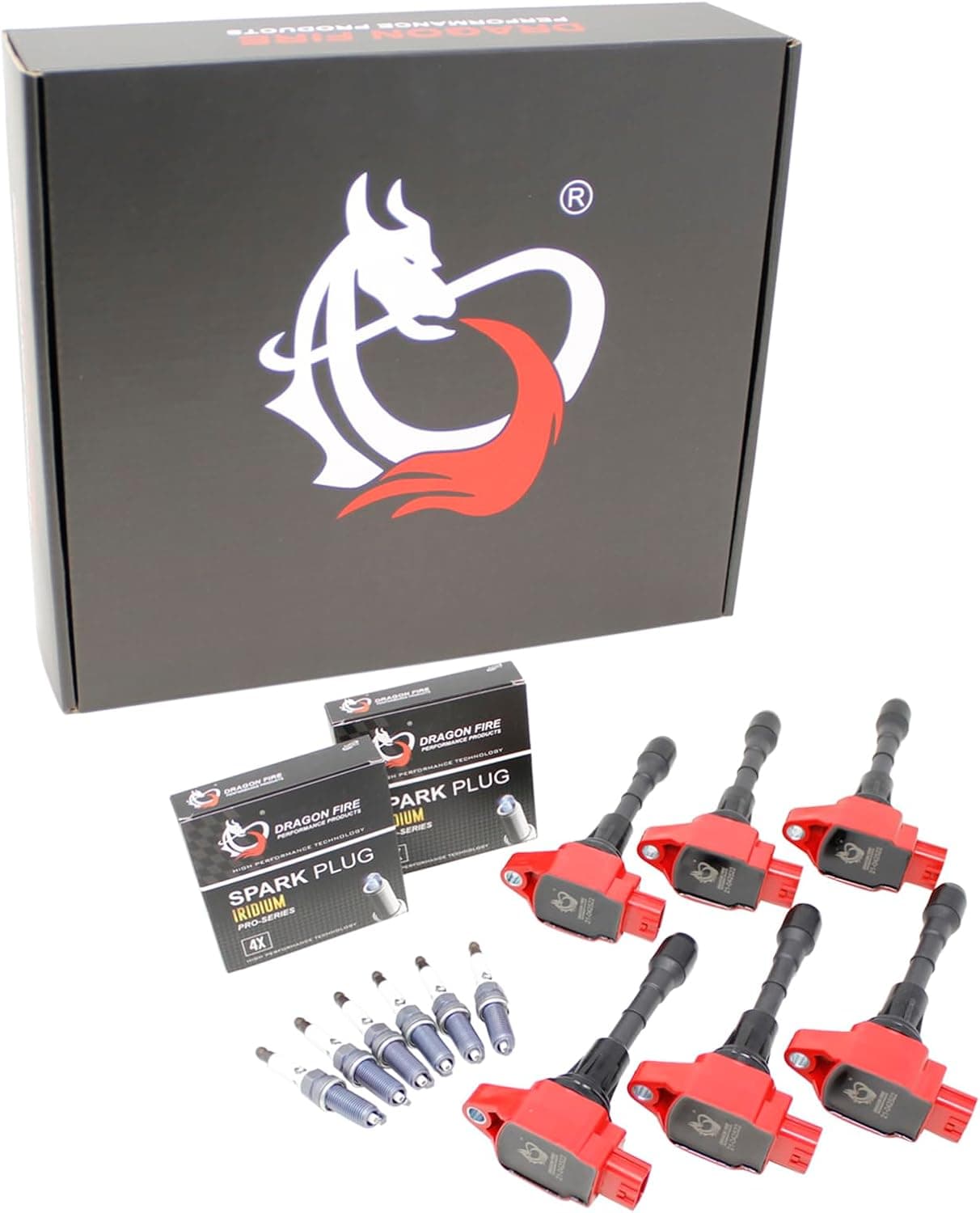 DRAGON FIRE PERFORMANCE Power Pack Kit - 6 Ignition Coils & Iridium Spark Plugs for Nissan & Infiniti
