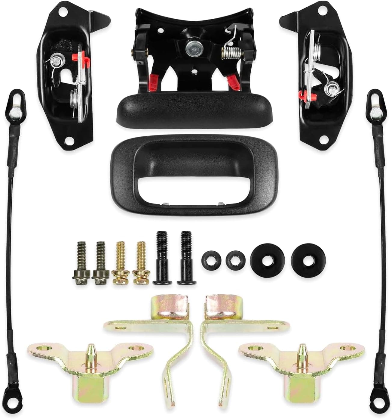 KARPAL Tailgate Hardware Repair Kit with Handle Bezel, Latch, Cable, Hinge, Rod, Clip, and Bolt for 1999-2006 Chevrolet Silverado and GMC Sierra
