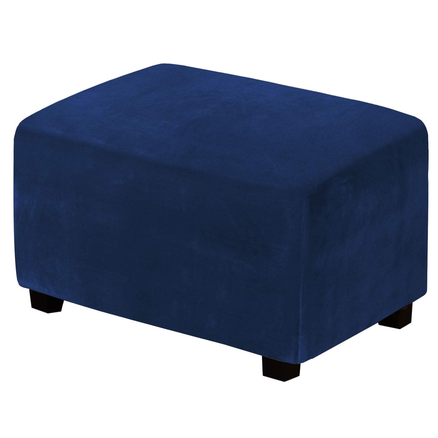 HVERSAILTEX Real Velvet Plush 1 Piece Form Fit Stretch Rectangle Folding Storage Covers Ottoman Slipcovers Removable Footstool Protect Footrest Covers Elastic Bottom Machine WashableLarge Navy
