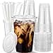 AOZITA 20 oz Plastic Cups with Lids and Straws 25 Pack Disposable Iced Coffee Cups with Lids Clear Cups with Lids for Cold Drinks Iced Tea Milkshakes Smoothies Durable BPA Free