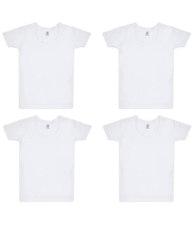 VIP Bonus Junior Kids Combed Cotton White Vest with Sleeve for Boys 6-7 Years