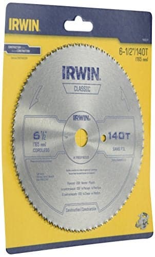 Irwin Tools Irwin 11820ZR 612Inch 140 Tooth TFG Plastic Plywood and Veneer Cutting Saw Blade with 58Inch Arbor