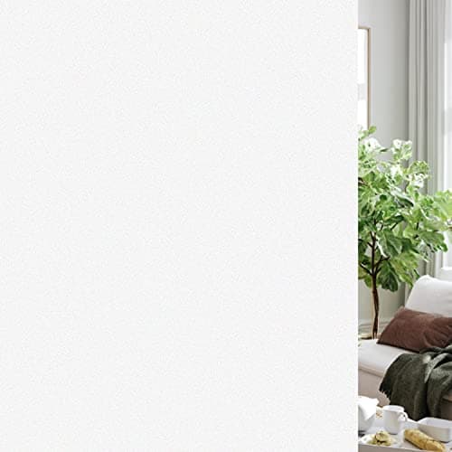 HIDBEA Frosted Window Privacy Film Heat Control UV Blocking Static Cling NonAdhesive Reusable Door coverings for Bathroom Home Office White Frosted 118 Inch x 65 Feet