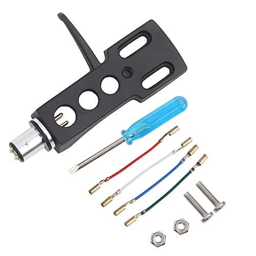 Turntable Headshell Mount, Universal Turntable Phono Headshell Mount Replacement with 4 Conductor Wires, Oxygen Copper Conductor Wires, Purer Richer Sound