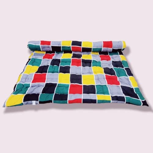 Deevine Craft Soft Cotton Quilt | Foldable Movable Picnic Light Weight Filled Single Firm Mattress| Gadda (3D Design Printed, Small Queen Capacity, 4 x 6 ft or 48 x 72 Inches) (Multicolor Boxes)