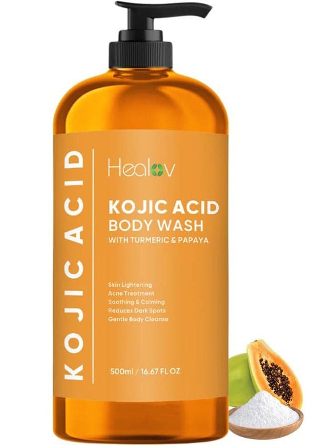 Kojic Acid Soap for Hyperpigmentation – Skin Brightening Kojic Papaya Body Wash – Dark Spot Soap Reduces Acne, Scars, and Evens Tone – Turmeric Body Wash for Brighter Glowing Tone