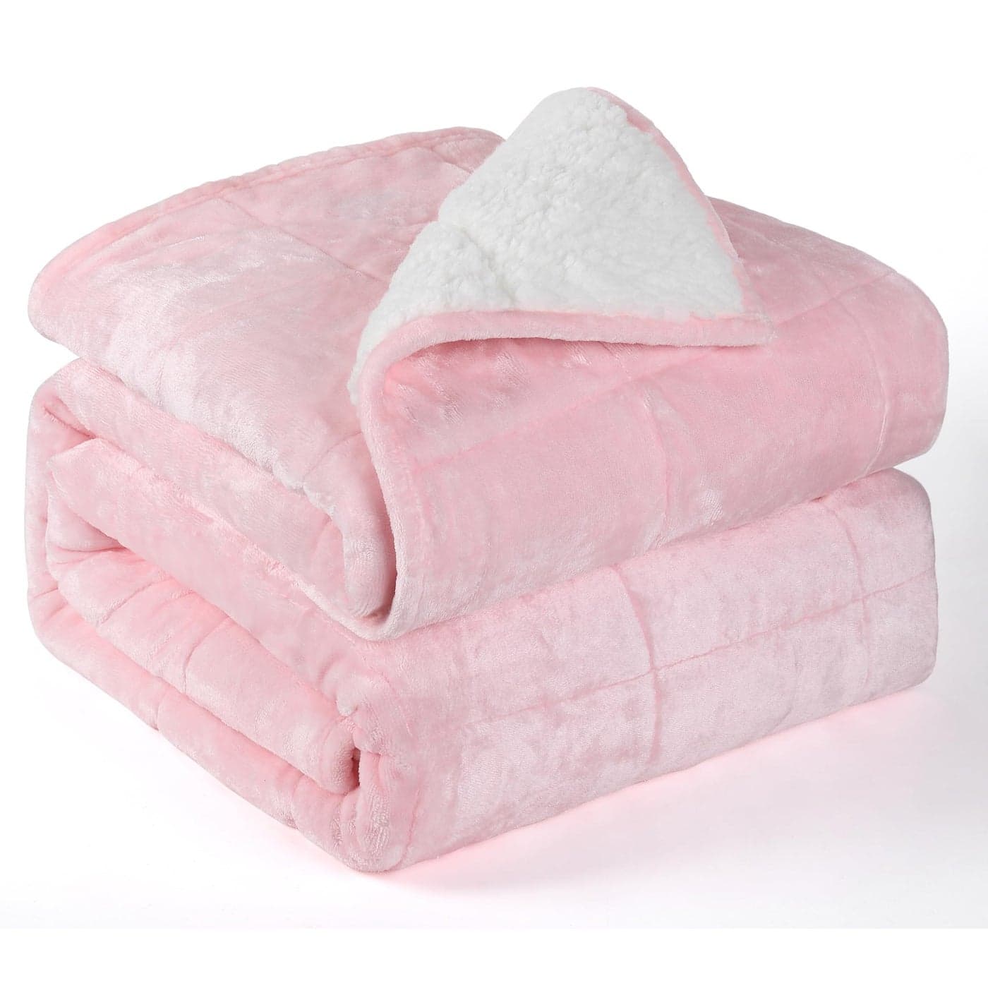 Alomidds Weighted Blanket Queen Size 15lbs 60x80 inches Sherpa Weighted Blankets for AdultsFluffy Warm Sherpa Cozy Soft Flannel Thick Heavy Blanket for AllSeason with Glass Beads Pink