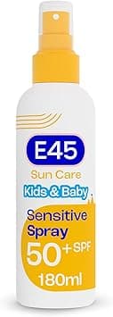 E45 Kids and Baby Sunscreen SPF50 Spray for Face With Avocado Oil UVA and UVB Protection Dermatologically Tested and FragranceFree Suitable For Dry Sensitive and Eczema Prone Skin 180ml