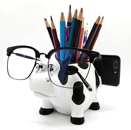 EONXNGAGY Cow Pencil Holder with Phone Stand - Tablet PC Holder for Desk - Office Decor