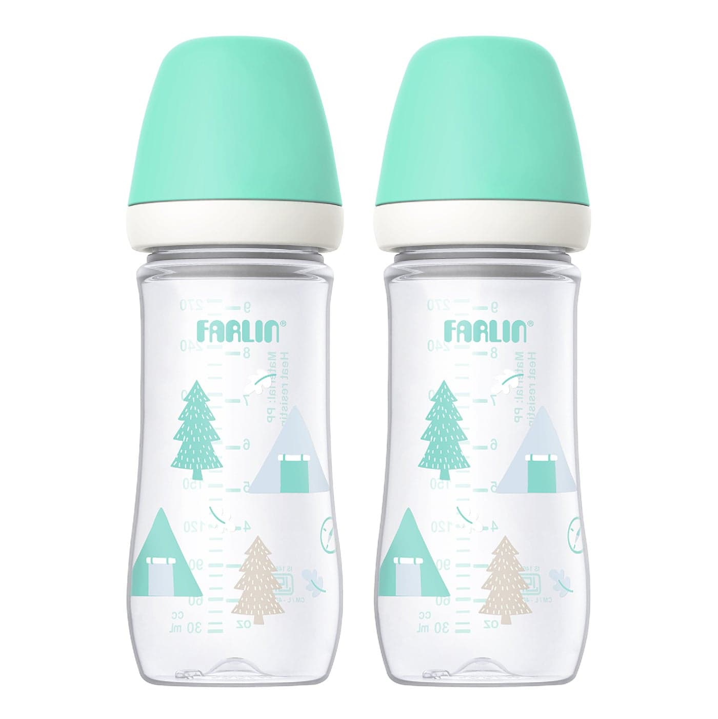 Farlin Wide Neck PP Feeding Bottle 270ml Green 3m+ Pack Of 2