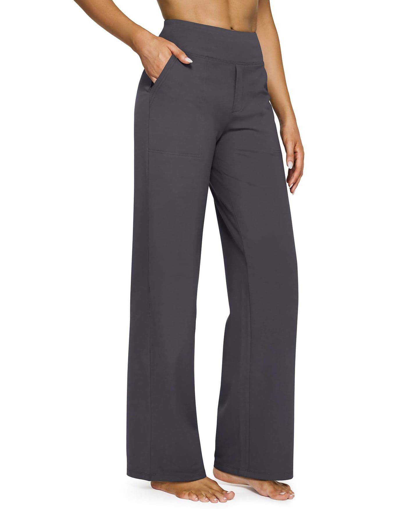 G4Free Women's Clothing Wide Leg Sweatpants Flare Yoga Leggings High Waisted Business Casual Workout Outfits Tummy Control(Dark Grey,S,31")