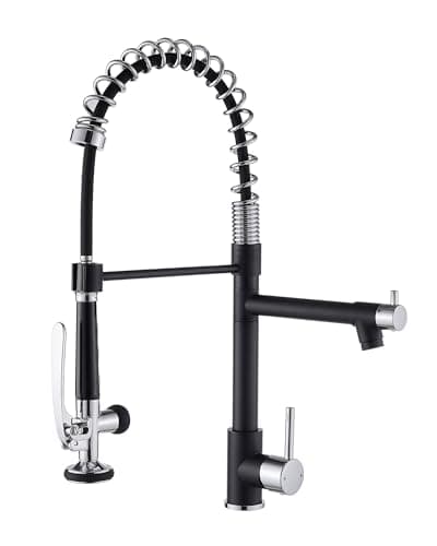 Fapully Kitchen Sink Faucet, Pull Down Kitchen Faucet, Black and Chrome Kitchen Faucets with Sprayer, Single Handle Single Hole Faucets for Kitchen Sinks