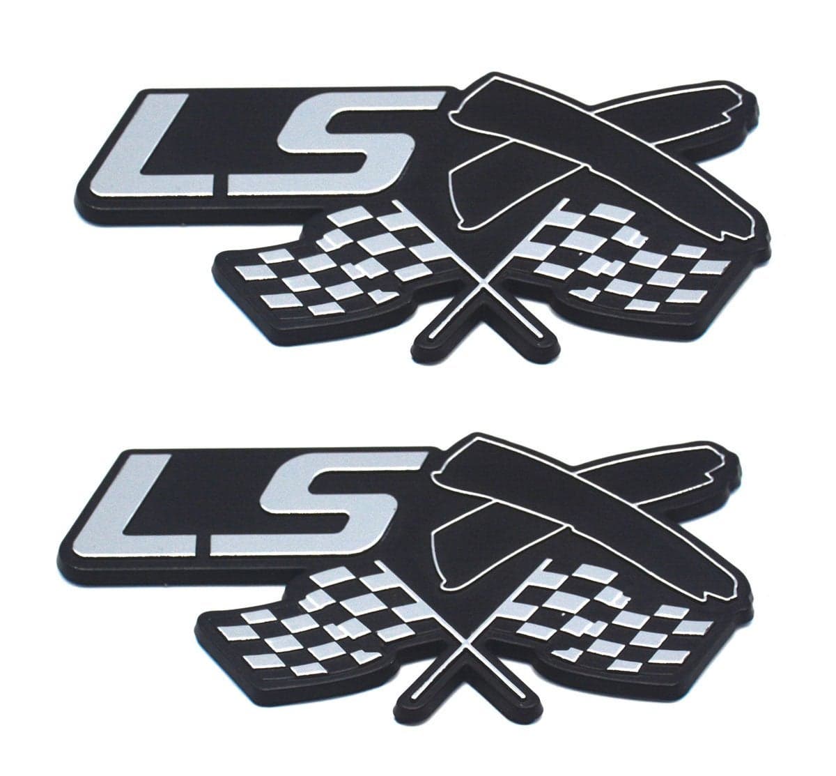 Aimoll LSX Flag Emblem3D Badge for Decal Fender Door Trunk Hood GM V8 Chevy Camaro Corvette CTSV Firebird Chevelle Impala Sierra Escalade 2pc Chrome Black