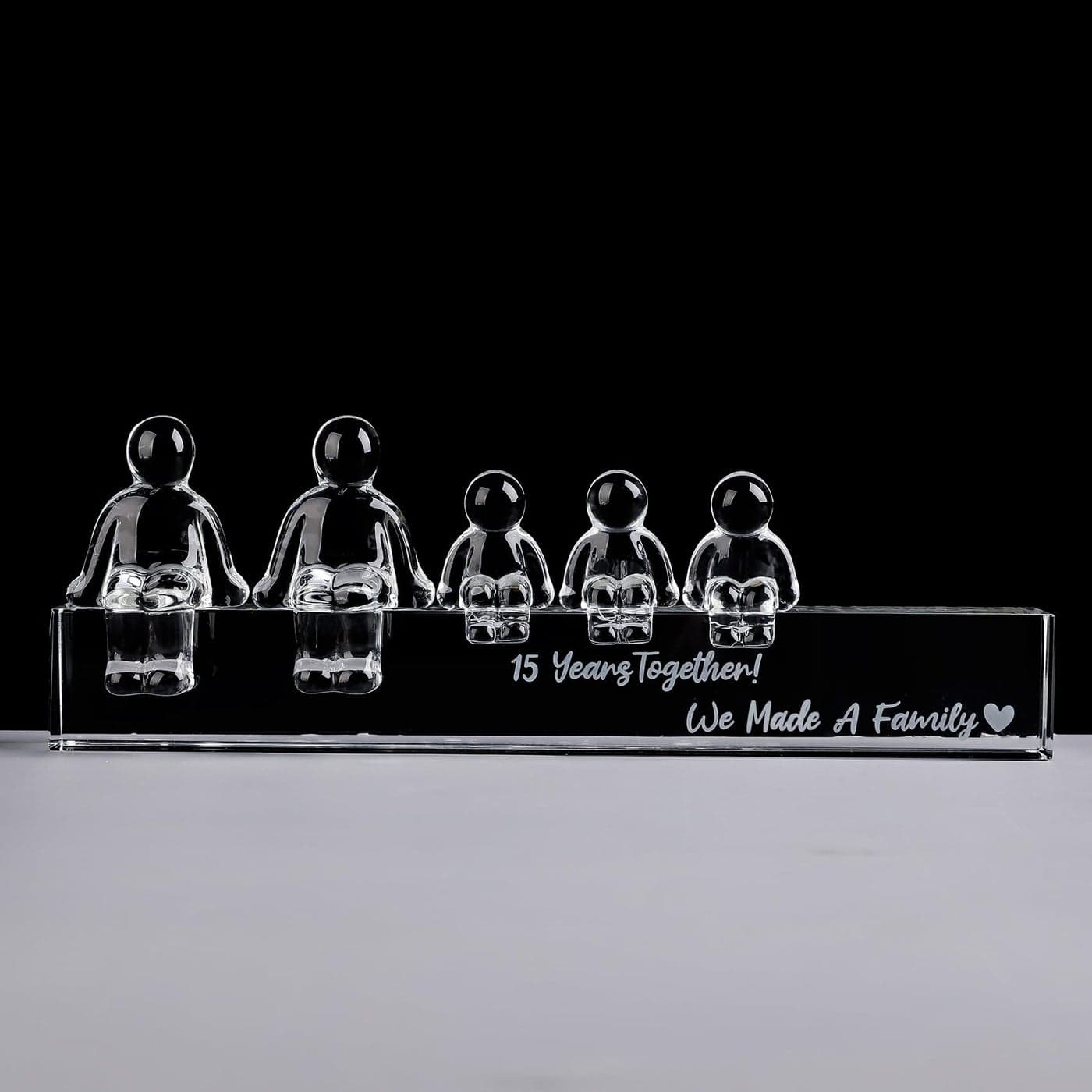 Movdyka 15th Wedding Anniversary Romantic Gifts for Her Him 15 Years Crystal Anniversary Presents for Hudband Wife 15 Years Together We Made A Family Glass Ornament3 Children