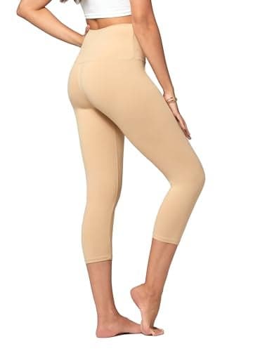 Conceited Capri Leggings for Women - Soft - High Waist Tummy Control - Essential - Regular and Plus Size - Beige Nude - Small - Medium