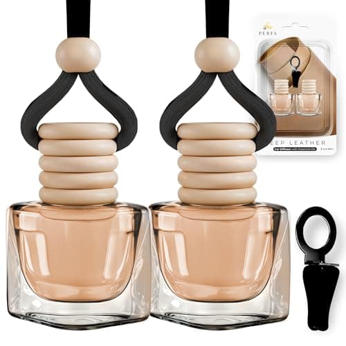 Leather Musk Car Air Freshener Hanging Car Freshener with Vent Clip New Car Fragrance SlowRelease Aroma Technology Adjustable Scent Intensity Premium Interior Accessories by Perfa