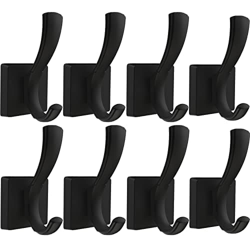 TOFIIGREM Black Wall Hooks Coat Hook, Towel Hooks Robe Hook for Bathroom, Entryway Mudroom Hooks for Hanging Coat Key Hat Backpack (8 Pack, Black)