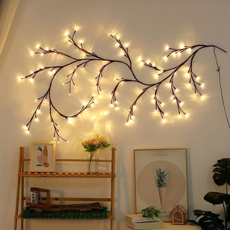 SUNBEET Aesthetic Willow Vine Lights Flexible Enchanted Fairy Lights Twinkle Tree Lighted Branches Led Branch Light Flexible Vine Fairy Lights Artificial Tree Branches Decorative Pack of 1
