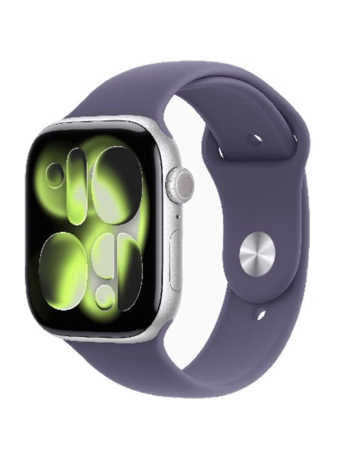 Watch Series 11 GPS 46mm (International Version) Silver Aluminium Case With Purple Fog Sport Band - M/L