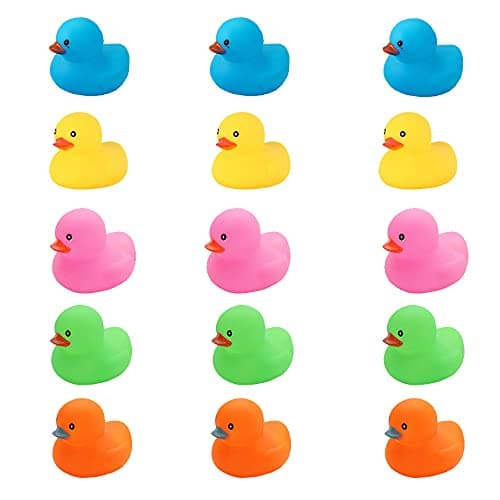 Bath Duck Toys 15 PCS Colorful Mini Rubber Ducks Squeak and Float Duckies Baby Shower Toy Party Decoration for Toddlers Boys Girls 22
