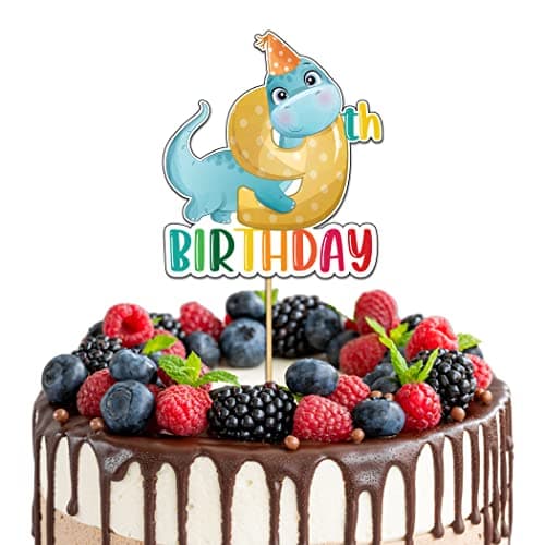 Festiko® Dino Theme Birthday Decoration,Dino Birthday Party Number Cake Topper,Dinosaur Party Decorations for Kids,Kids Birthday Decoration Item Nine Number Cake Topper