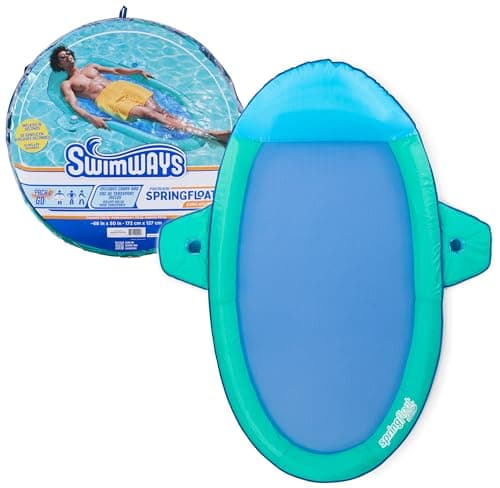 SwimWays Spring Float Premium Suncatcher Pool Lounger for Swimming Pool Inflatable Pool Floats Adult with Fast Inflation for Ages 15 Up Aqua
